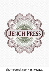 Green and Red abstract rosette with text Bench Press inside