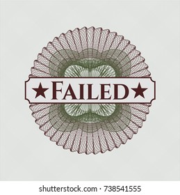 Green and Red abstract rosette with text Failed inside