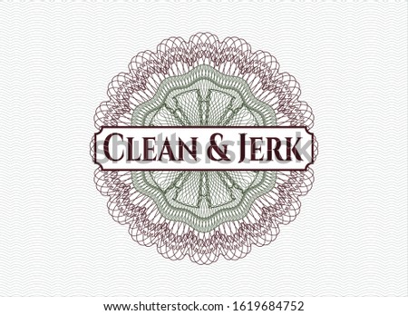 Green and Red abstract rosette with text Clean & Jerk inside