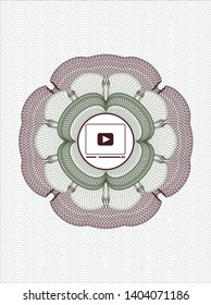 Green and Red abstract rosette with video player icon inside