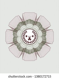 Green and Red abstract rosette with weightlifting inside of crown icon inside