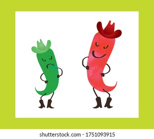 Green and red angry chili