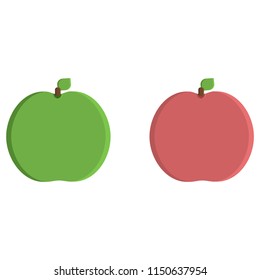 Green and red apple flat icon on a white background