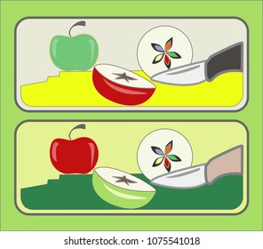 green and red apple on the kitchen table