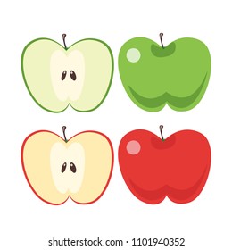 Green and red apple sliced