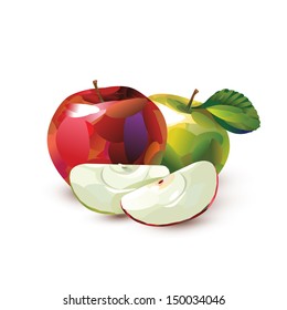 Green and red apple. Vector format