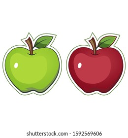 Green and Red Apple Vector - Graphic Design and Illustration