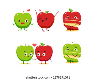 a green and Red apple. Vector illustration