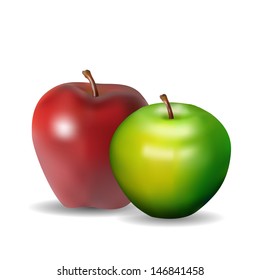 green and red apple, vector illustration