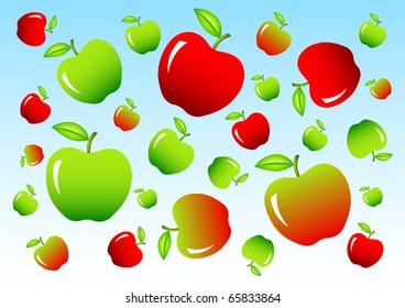 Green and red apples