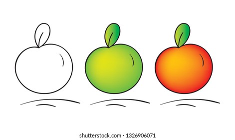 green and red apples hand drawn vector