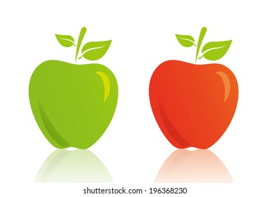 green and red apples isolated on white