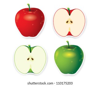 Green and red apples - vector illustration