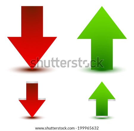 Green, red arrow up, down