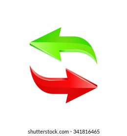 Green and red arrow. Vector