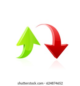 Green and red arrow. Vector