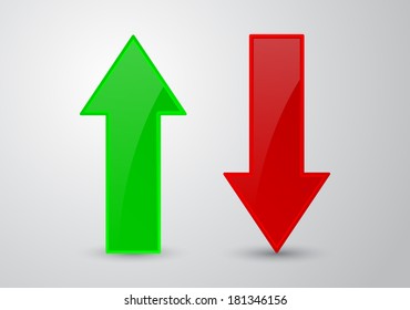 Green and red arrows on a gray background