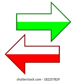 Green and red arrows on white background.