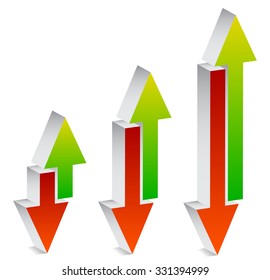 Green, red arrows pointing up and down.