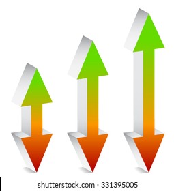 Green, red arrows pointing up and down.