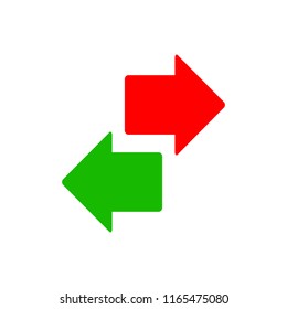 Green and red arrows. Simple up and down arrows. Arrow icon