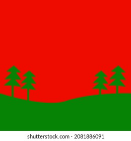 green and red background with christmas tree