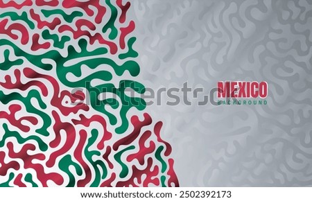 Green and red background with Flat fluid pattern in green and red design in half. Mexico independence day background