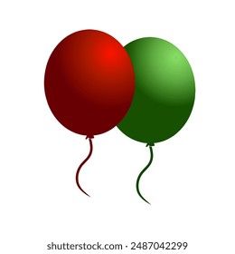 green and red balloons 3d vector 