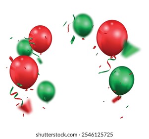 Globos verdes y rojos, Anuncio de celebración de Navidad