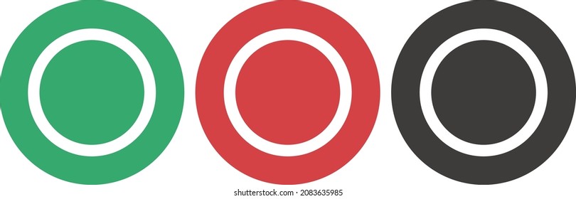 Green, red and black circle icon. Vectors representing success and correctness.