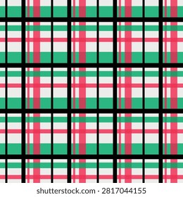 Green Red Black Plaid Shirt Pattern Seamless Vector Background