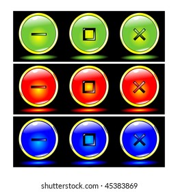 green, red, blue buttons for web
