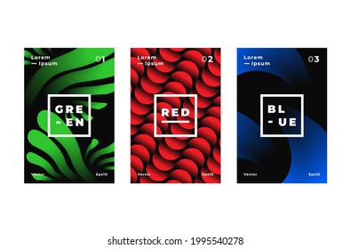 Green Red Blue Cover Background Set Trendy Design Vector Eps10