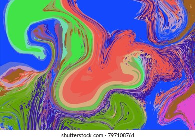 Green red blue digital marbling. Abstract marbled backdrop. Holographic abstract pattern. Vibrant color mesh background. Colorful marbling texture for trendy surface design. Bright liquid color flow