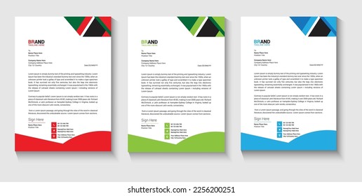 Green red and blue letter head template