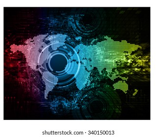 green red blue Light Abstract Technology background for computer graphic website internet and business. circuit. vector illustration. infographics. motion move blur.neon. pixel. World Map, Global