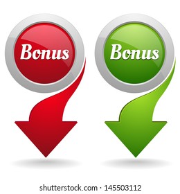 Green and red bonus button with arrow