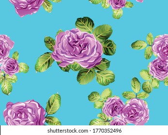 Green and Red Botanic Rose Flower Swimwear Print. Girly Hawaiian Peony Background. Continuous Floral Design.Summer Peonies Leaves and Buds Sleepwear Texture. Rose Seamless Pattern.
