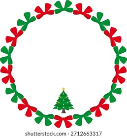 Forma redonda de la decoración del ornamento del árbol de navidad del arco verde y rojo