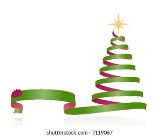Green and red bow shaped christmas tree.