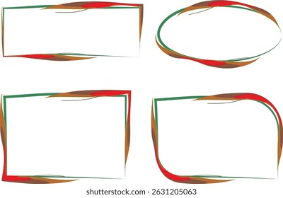 Conjunto de marcos de arte curvos irregulares abstractos de color marrón rojo verde