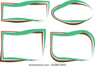 green red brown colorful curved outline abstract frames shapes collection