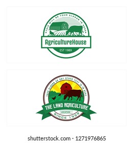 green red brown yellow orange circle tape  line horizontal swash sunlight grassland chicken cow cage badge modern logo design vector template suitable for industry farm agriculture  