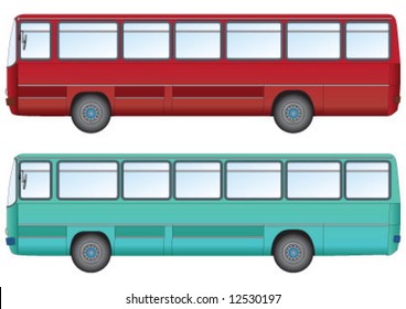 Green and Red bus for public transportation