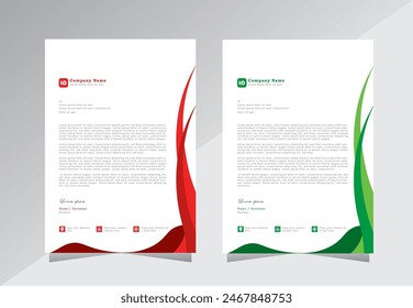 Diseño de membrete de negocios verde y rojo a4 Plantilla, diseño de membrete Abstractas, Plantilla de membrete, Vector eps 10