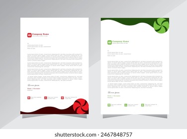 Green and red business letterhead design a4 template, Abstract letterhead design, letterhead template, vector eps 10