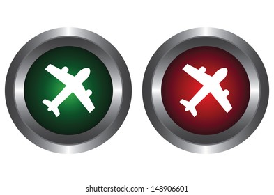 The green and red button on a white background