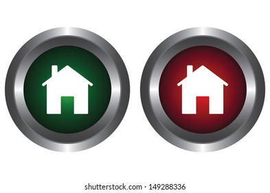The green and red button on a white background