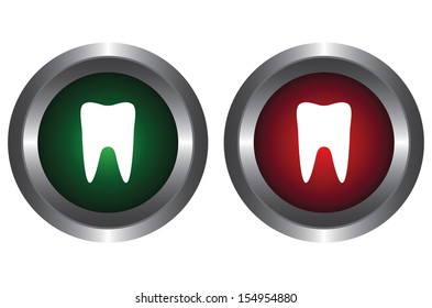 The green and red button on a white background