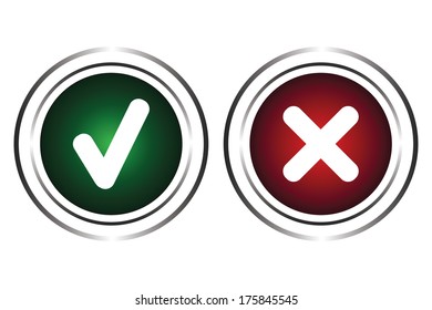 The green and red button on a white background
